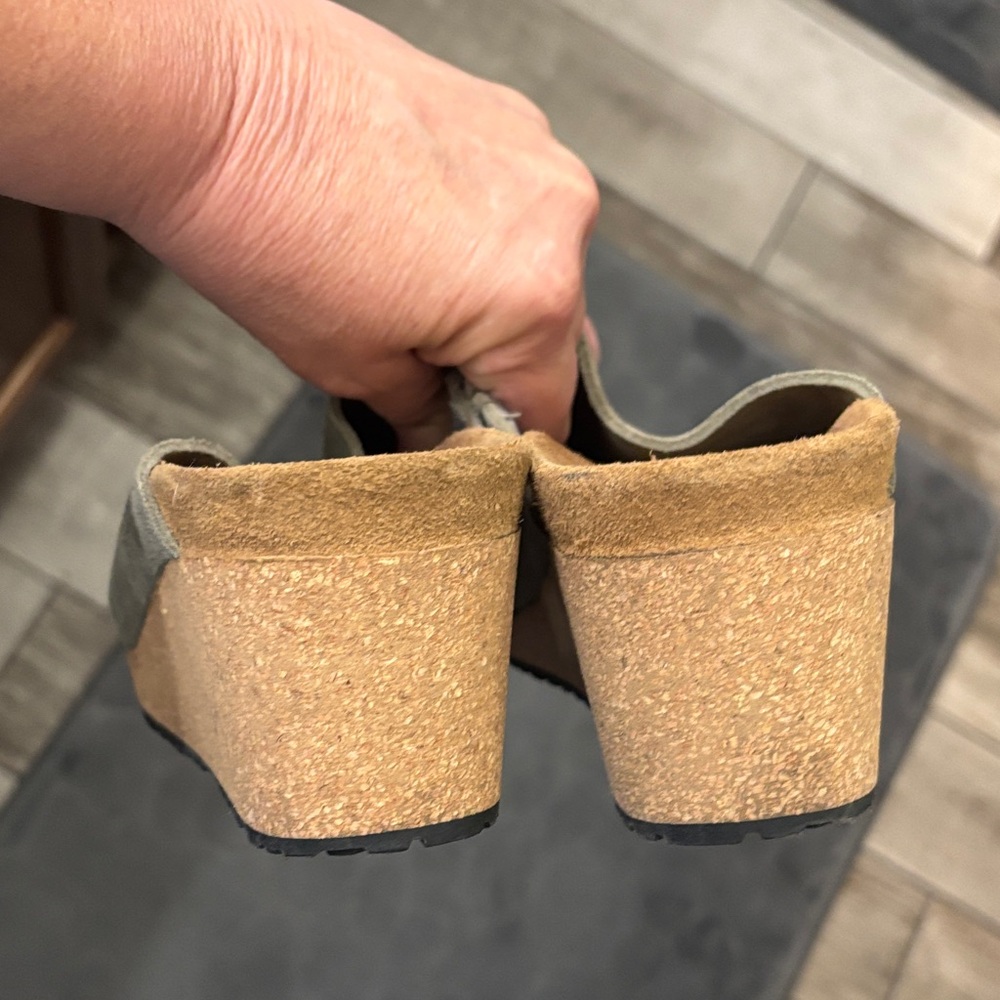 Birkenstock Olive Suede Mules - Picture 3 of 6
